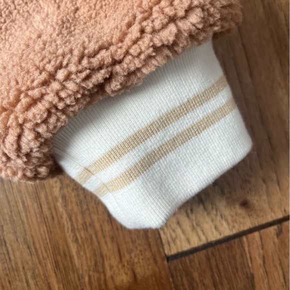 NWOT Teddy Sherpa Bomber Jacket Tan Beige Women’s Sz M Preppy Cozy - Picture 4 of 9